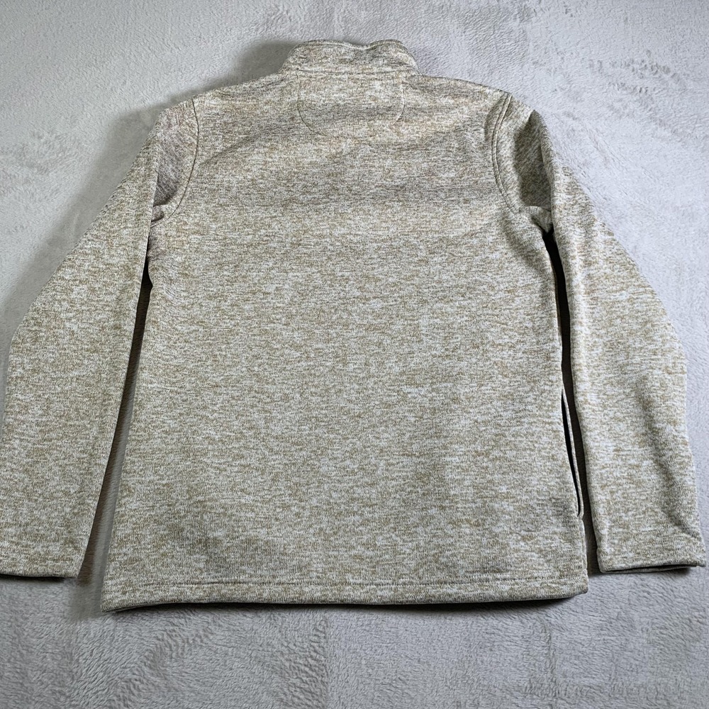 Chaps Sweater Mens Medium Beige Heather Quarter Zip Fleece Pullover Top Knit NEW - Picture 11 of 12